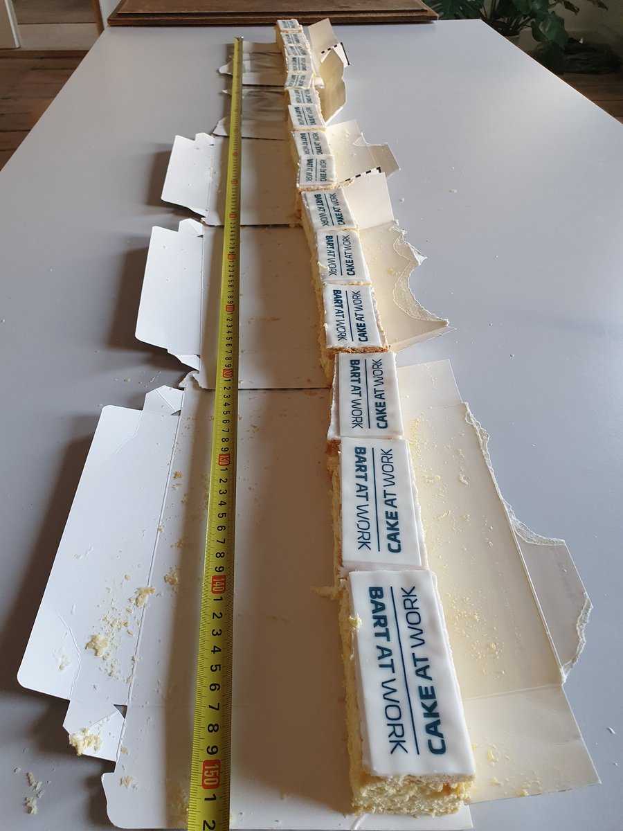 Bart_at_work's tweet photo. June 10 2013 I was at the Chamber of Commerce to officially register Bart at work. Today, 7 years later, still up and running! Celebrating in style. Also, this is what 1.5 meter #SocialDistance cake looks like π€£
#bartatwork #cakeatwork #StaySafe https://t.co/NTkIY3MmVL