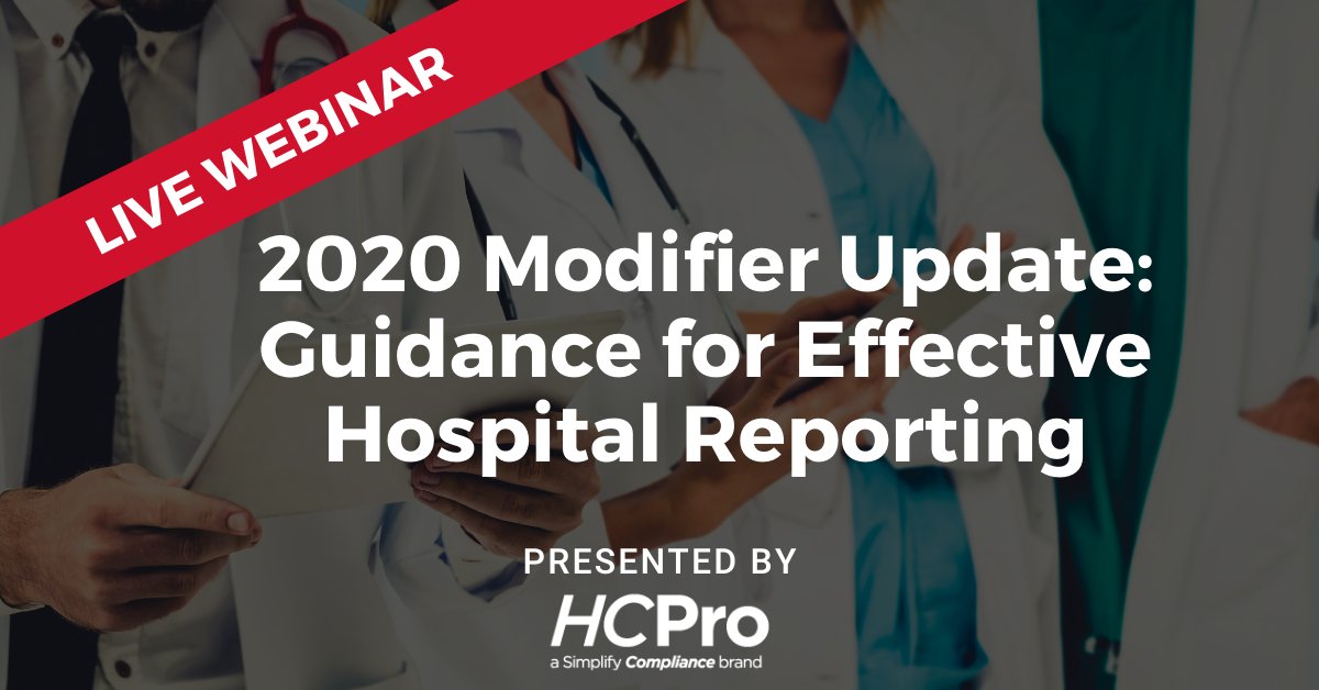 JustCoding_'s tweet image. During this 90-minute webinar on June 30th at 1PM ET, you&apos;ll learn the proper application of commonly reported E/M, anatomic, and procedural service modifiers. Save your seat at bit.ly/3e3qqv0 #EMCoding