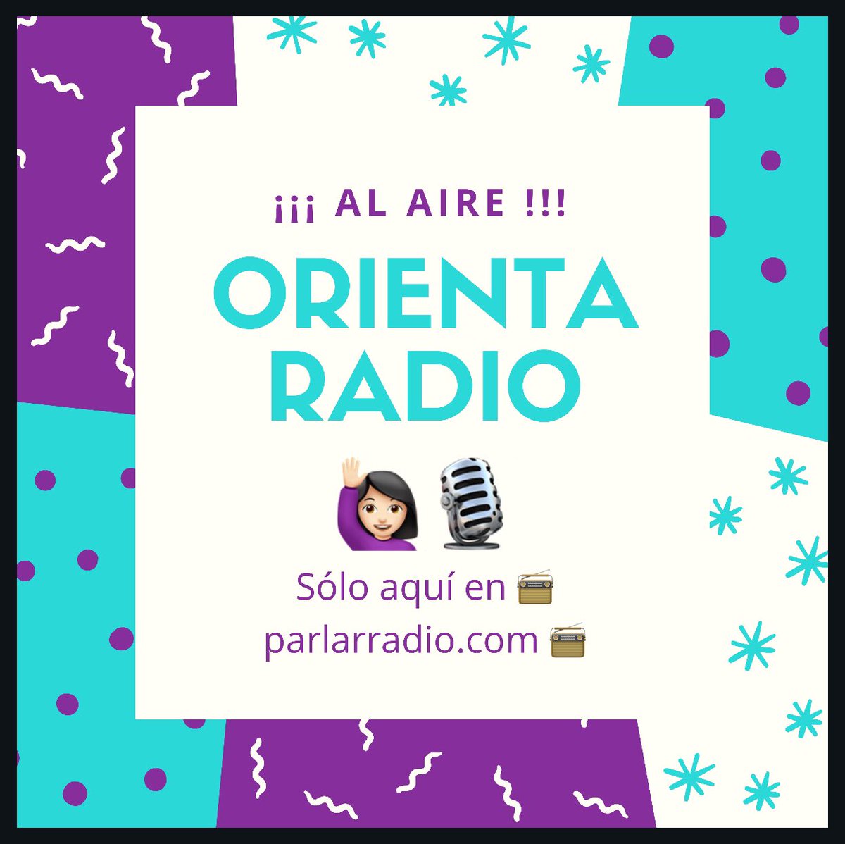 ParlarRadio's tweet photo. ¡¡¡ Mitad de semana y ya estamos al aire 🎵🎙!!! ORIENTARADIO 🙋🏻‍♀️📻 sólo aquí en https://t.co/8tai8Sl3rj 🤗 https://t.co/ikJNjACTg5
