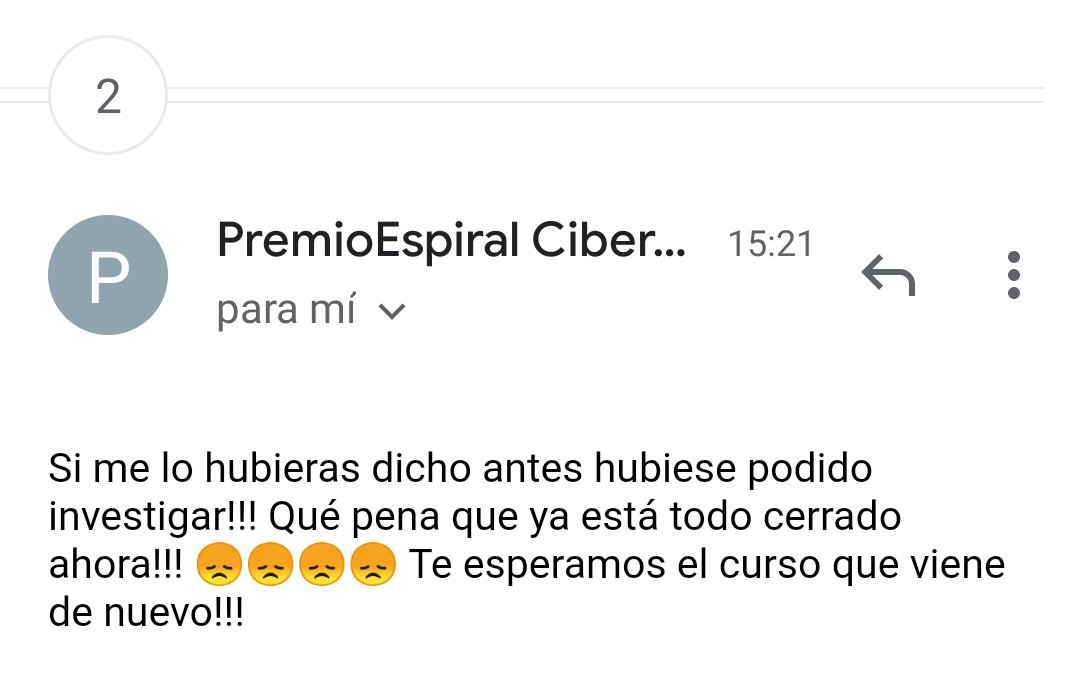 O_LaRa_O's tweet photo. Pues, señoras y señores, esta es la respuesta que he obtenido y mi respuesta. Sin duda ante esto me surgen muchas dudas... ¿quién está detrás de este premio? ¿Leen los proyectos presentados? ¿tienen ya al ganador y por eso no se preocupan del resto? https://t.co/MZbraLFt7E
