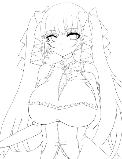 やっと線画できた。
色塗りどうしようかな。
#イラスト練習中 