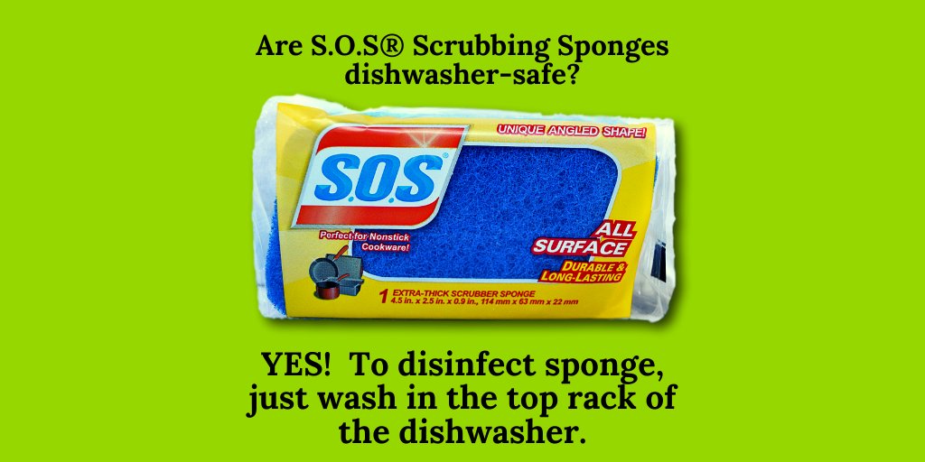 SOSClorox's tweet photo. To disinfect an S.O.S sponge, just wash in the top rack of the dishwasher! #SOSSpellsClean https://t.co/VYyWptJSII