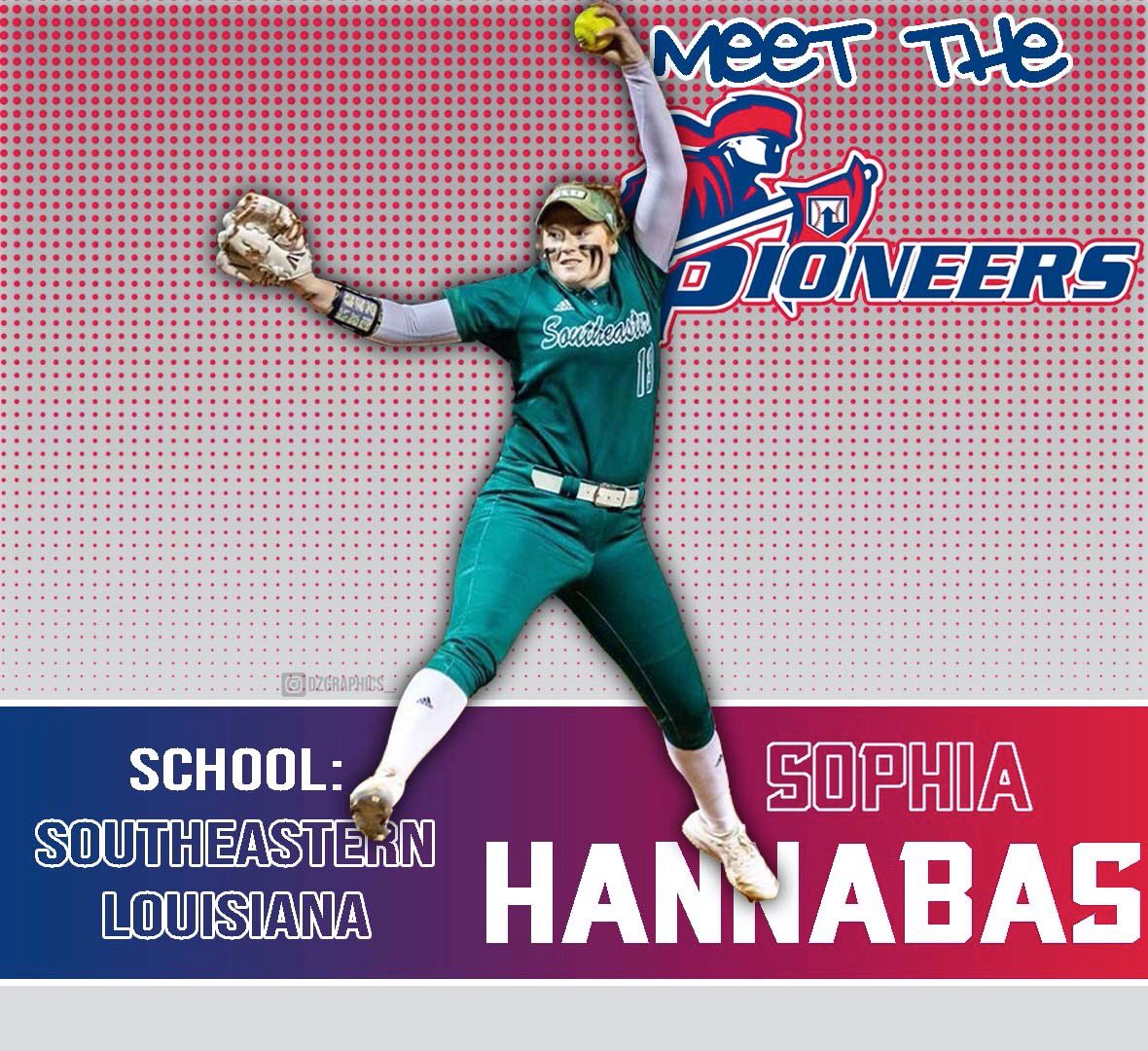 Meet the Pioneers! Today’s @SUAPioneersSB and @FGCLsoftball player spotlight goes to @imthe_rhb Lhp from Southeastern Louisiana