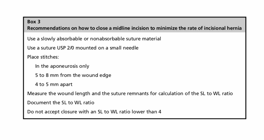 CiruAndes2's tweet photo. Recommendations for minimize the rate of incisional hernia after laparotomy closure!  #SoMe4Surgery #SoMe4ColSurg @MISIRG1 @pferrada1 @SWexner @juliomayol @sminaev2015 @NeilFlochMD @almagoch @anhanssen @TecSurgeon @FitSurgeon @GICEQ1 https://t.co/fUf7Rz02b5