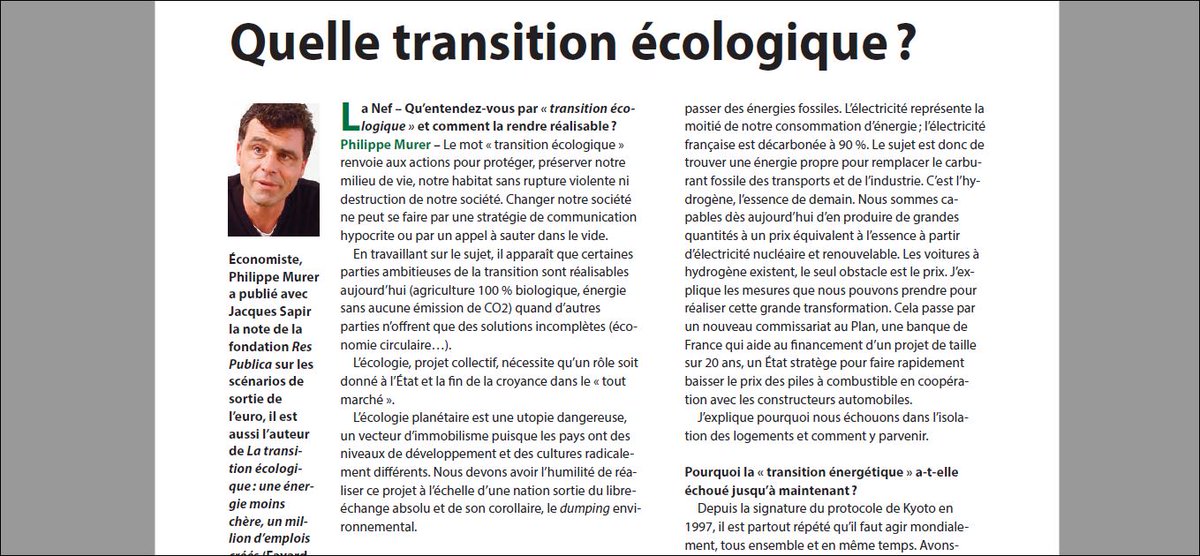 3/xJ'ai eu l'honneur d'être interviewé par Christophe Geffroy de la Nef pour la sortie du livre "Comment réaliser la transition écologique, un défi passionnant" 