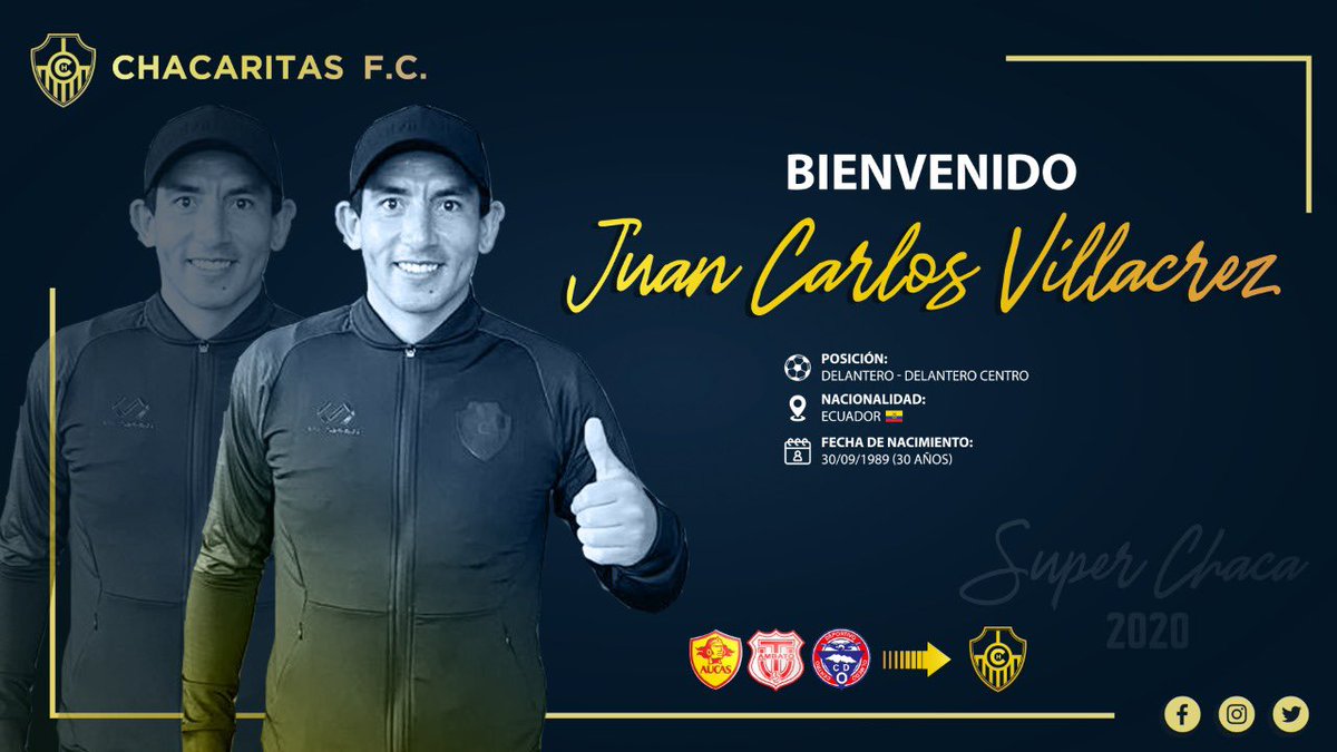 Chacaritas F C On Twitter Juan Carlos Villacres Se Convierte En El Nuevo Refuerzo Para Elequipodetodos Fichajes Superchaca Buscanos En Nuestras Redes Oficiales Facebook Chacaritasfc Ec Twitter Chacaritas Fc Instagram