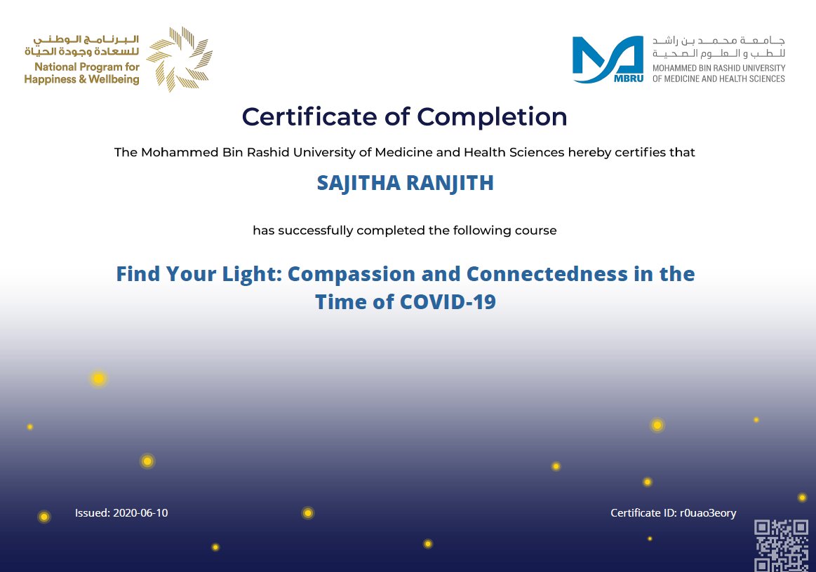 sajitha_ranjith's tweet photo. I will share my light and spread compassion throughout the world by offering help to someone with their to- do list. I invite @BestyRaj9 @RavPhiliip @philipmanoj #MBRUCommunityImmunity @MBRUniversity @HappyUAE https://t.co/EIYZEQv5HM