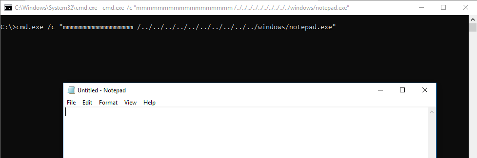 tornikepa's tweet image. cmd hijack that resulted in the discovery of a very interesting (and potentially dangerous🤭) behavior:

cmd.exe /c "ipconfig /all/../../../../../../../../../../windows/notepad.exe"

#cmd #windows #pathtraversal #vulnerability #security #vulnerabilityresearch