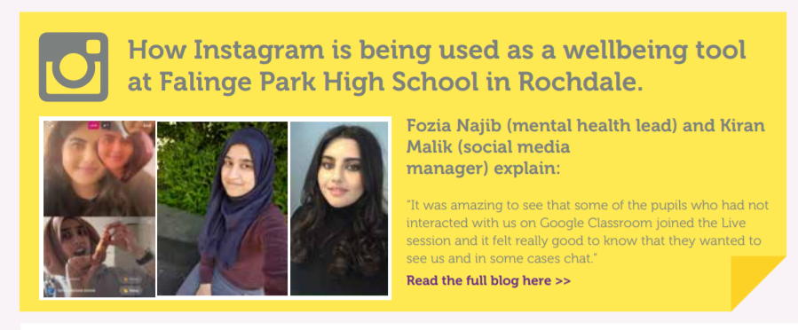Training_BF's tweet image. How Instagram is being used as a wellbeing tool @Official_FPHS Find out more in our latest #WellbeingWednesday newsletter bit.ly/2AVh32m @lisafathersAFL @MellandHigh @Adam_Rumble_EP @BrightFuturesET
