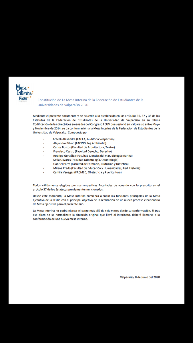 Mesa Ejecutiva FEUV tweet media