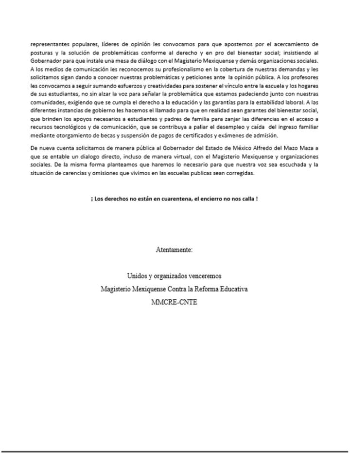 DianaMQ71's tweet photo. Señor @alfredodelmazo  exigimos diálogo para el cumplimiento de las demandas del #MMCRE #SEI #CNTE que no es más que seguridad laboral para todos los docentes del estado de México.
#AlfredoDelMazoNoEscucha  
#10dejunio #10DeJunioNoSeOlvida
@SeducEdoMex @Edomex 
@aristeguicnn https://t.co/rzsO9jDan2