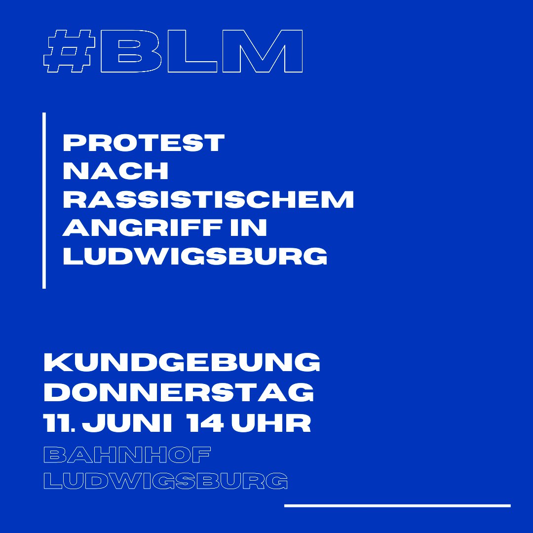 DemoZ_LB's tweet image. Am Montag gab es in #Ludwigsburg einen rassistischen Angriff mit einer Schleuder. Kein Wegschauen! 
Deswegen morgen #Kundgebung am Bahnhof

#blm