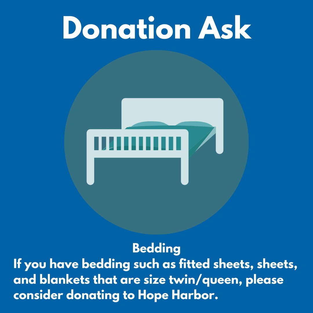 Hope Harbor has received all your messages and is pleased to announce that we are now accepting bedding! We would appreciate fitted sheets in sizes twin and queen. Sheets and blankets in all sizes are welcome.

Please message us on FB for more information.
