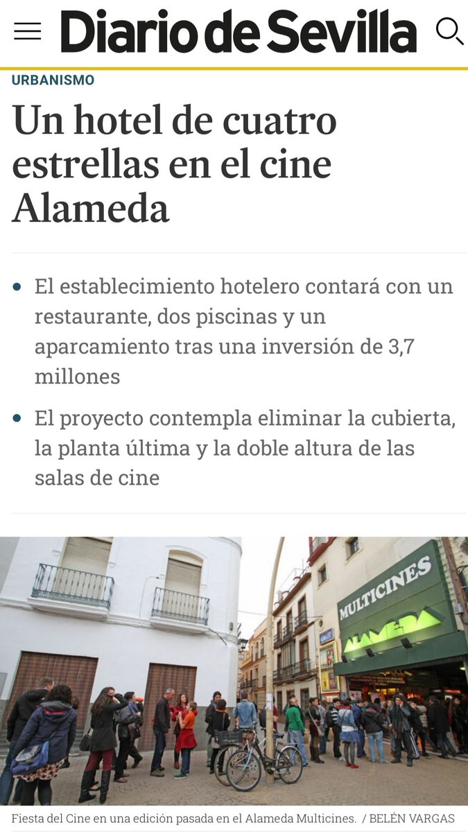 Pocas noticias representan mejor la política del <a href="/Ayto_Sevilla/">Ayuntamiento de Sevilla</a>. La Alameda, con su antiguo cine, pasan de lugar de ocio y cultura de las gentes de Sevilla, a espacio cada vez más orientado al turismo.