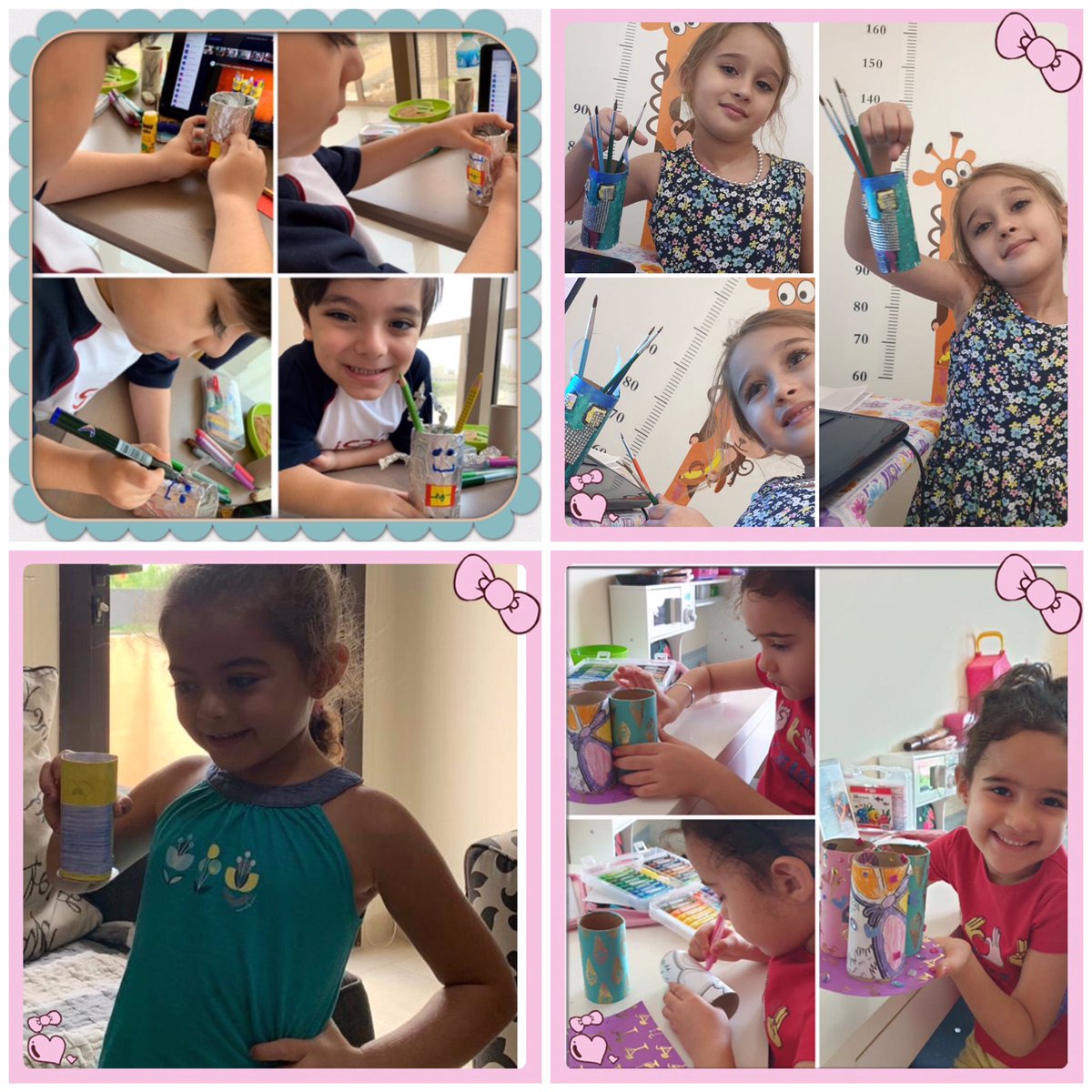 ISAS_Dubai's tweet photo. Let’s get creative & recycle tissue rolls! Our K1 kiddos designed their very own colorful pencil holders today! #craftsforkids #distancelearning #kidsactivities #inthistogetherdubai #pencilholder #creative #recycle #kindergarten #isas_students #colors #stayhome https://t.co/oUw4cohNNB