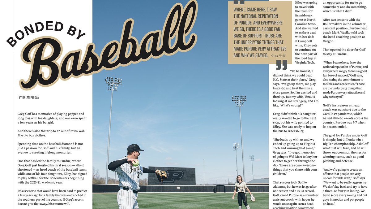 PurdueBaseball's tweet photo. Greg & Kiley Goff are spotlighted in the summer edition of Forge Magazine as Kiley gets set to join @PurdueSoftball in August. Learn why Greg is known as "the Windmill."
Join the @JohnPurdueClub to have Forge mailed to your home.
@BrianPeloza's Feature: https://t.co/Lu3jqofM3O https://t.co/rVDN36jeDM