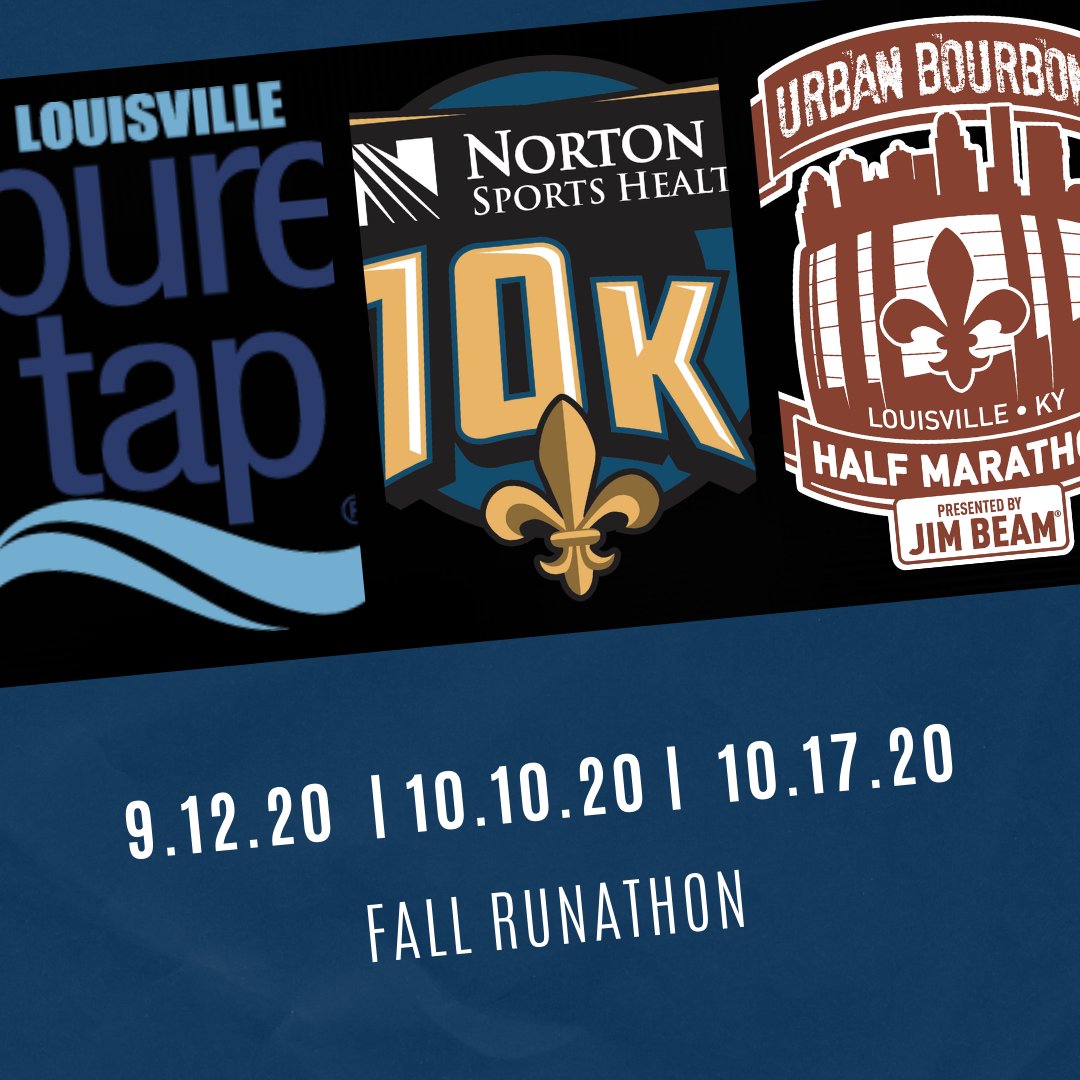 UrbanBourbonHM's tweet photo. 2020 Fall Runathon includes:
Louisville pure tap 5k - a PR course at the Louisville Water Tower
Norton Sports Health 10k - a closed course throughout the beautiful Parklands
Urban Bourbon Half Marathon - a half marathon to kick off a bourbon weekend experience
#fallrunathon https://t.co/Z07yBVwf1Q