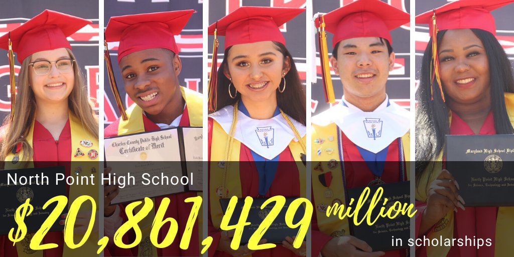 The Charles County Public Schools Class of 2020 earned the highest scholarship amount in a decade -- netting nearly $125 million in offers. We'll share each school’s amount throughout the day. If you can’t wait, head to tinyurl.com/ybe87uec to read more. 

<a href="/NorthPointHS/">NorthPointHighSchool</a>