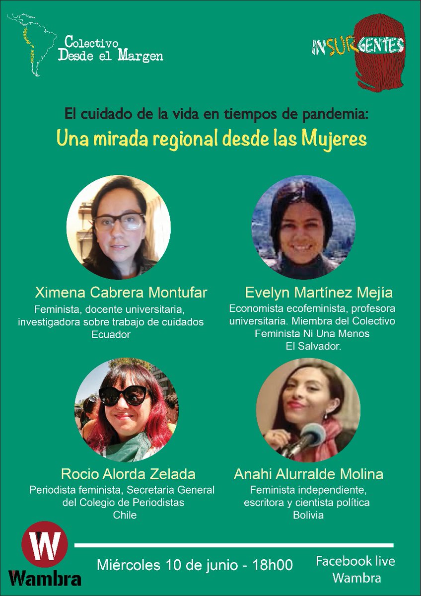 wambraEc's tweet photo. #ENVIVO El cuidado de la vida en tiempos de pandemia:
Una mirada regional desde las Mujeres🔥

🔺HOY 18H00 en el programa #Insurgentes 🔺
por facebook/live de @wambraEc 

Míralo acá:  https://t.co/bgqxxlz1ES https://t.co/MzAWrvqq97