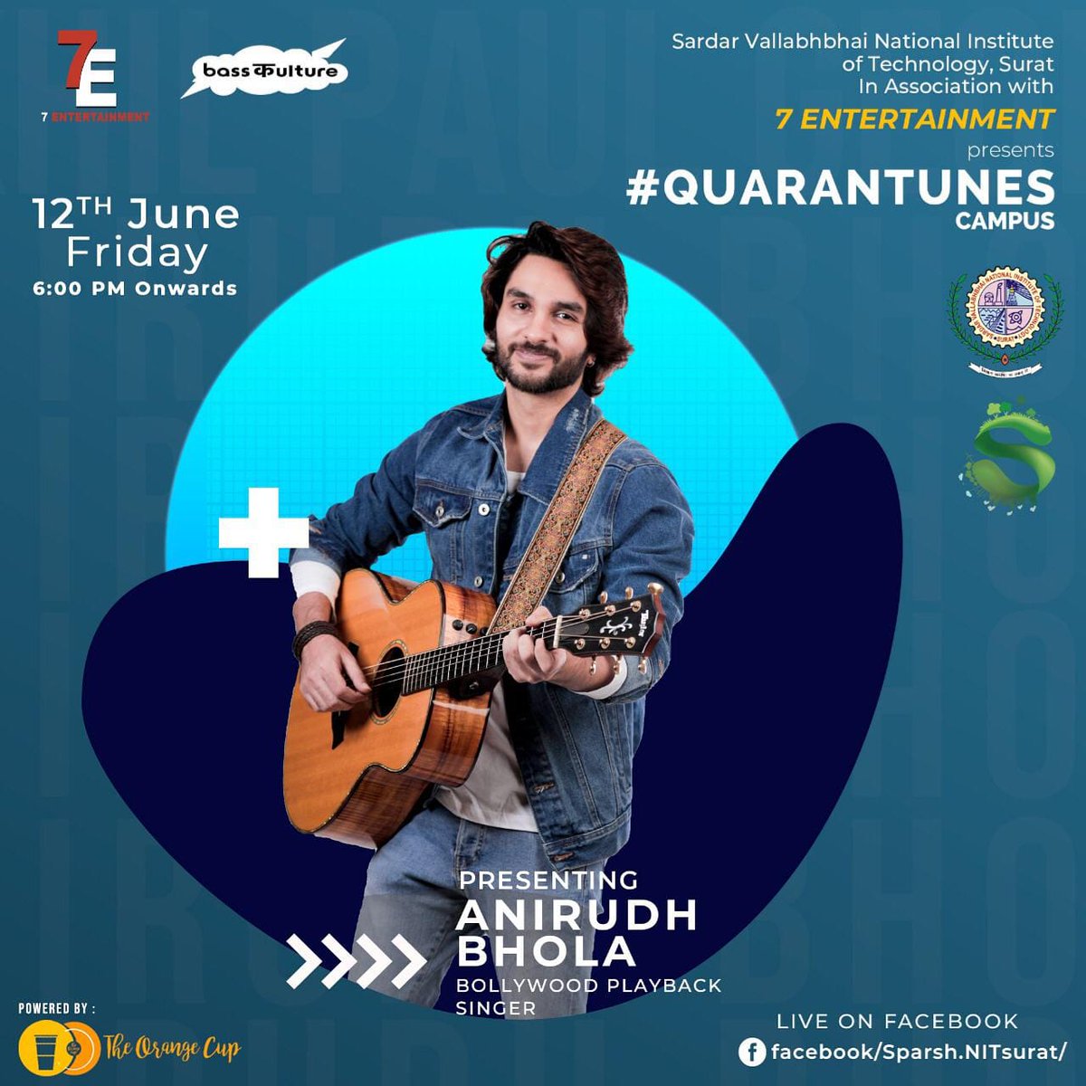 Sparsh_NITSurat's tweet photo. Join live concert of @anirudhbhola on our FB page: https://t.co/HKYKIY5amS
12th June, 6:00 P.M. onwards💯
Tune in and have fun!🥳
#singer #bollywood #quarantineeffect https://t.co/Y7UWPKG9wS