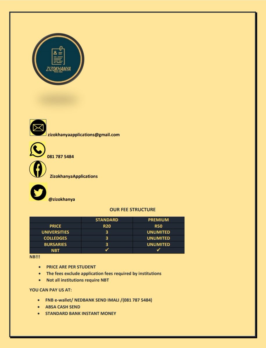 zizokhanya's tweet photo. price structure https://t.co/vEzM9RbmAM