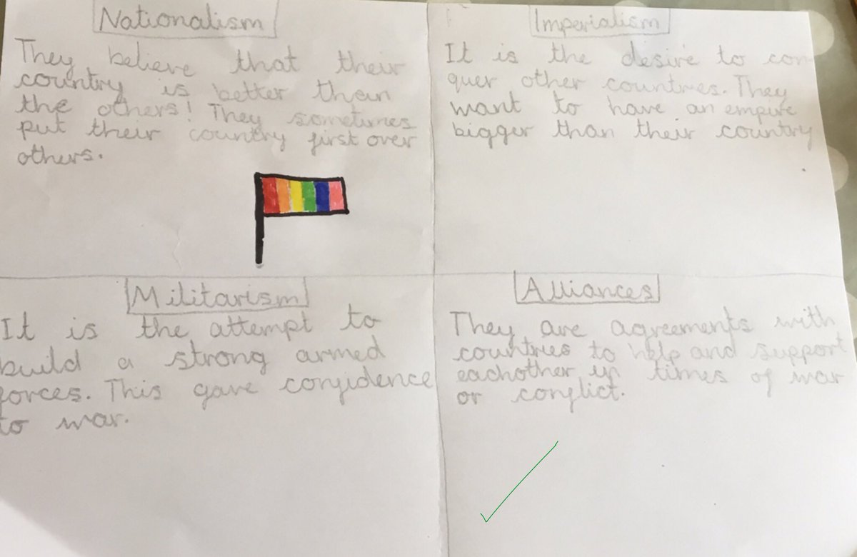 walton_primary's tweet image. We’ve been look at the long-term causes of WWI! Some great posters to reflect this 😀 @Cornerstonesedu #FallenFields #HomeLearningUK #WaltonFamily