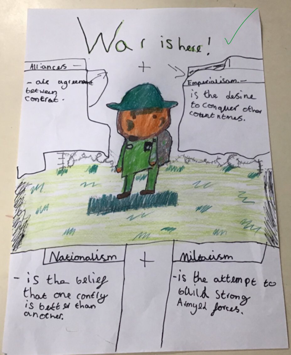 walton_primary's tweet image. We’ve been look at the long-term causes of WWI! Some great posters to reflect this 😀 @Cornerstonesedu #FallenFields #HomeLearningUK #WaltonFamily