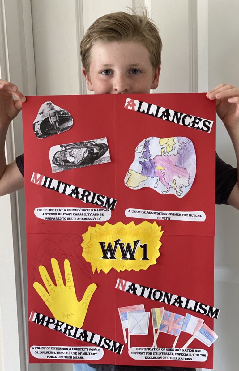 walton_primary's tweet image. We’ve been look at the long-term causes of WWI! Some great posters to reflect this 😀 @Cornerstonesedu #FallenFields #HomeLearningUK #WaltonFamily