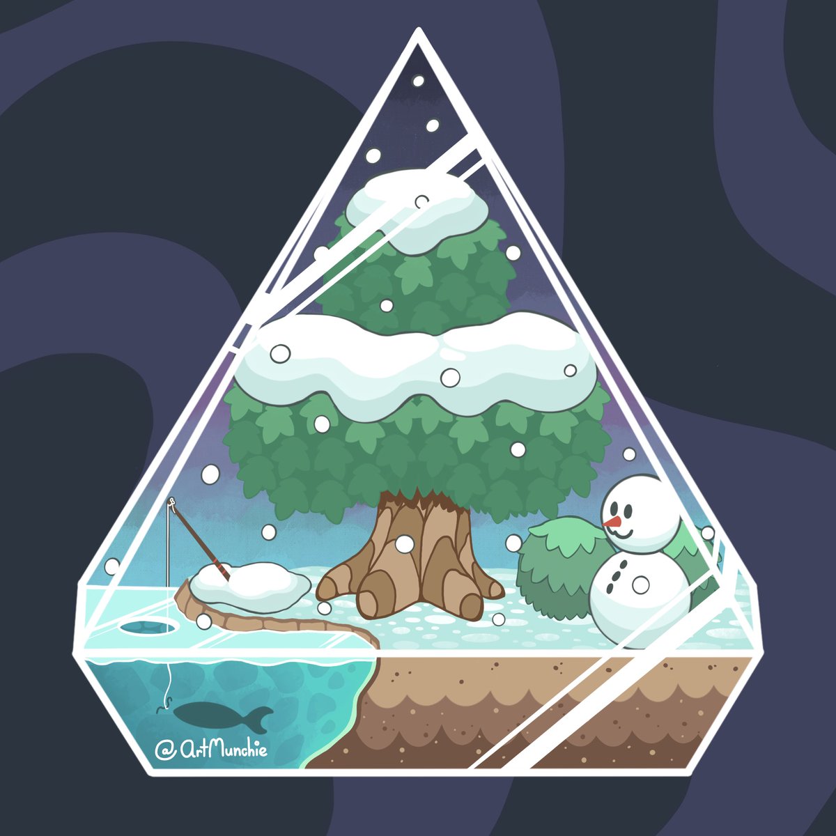 ArtMunchie's tweet photo. The last of the animal crossing terrarium set. 🥰 I thought the fishing pole was really cute. 

#animalcrossing #acnh #cute #cutesnowman #fishing #icefishing #snowtree #snowflakes #snowing #snowman #terrarium #wildlife #nature #kawaii #artmunchie #reflective #glasscontainer #ice https://t.co/B5aiJHxtOU