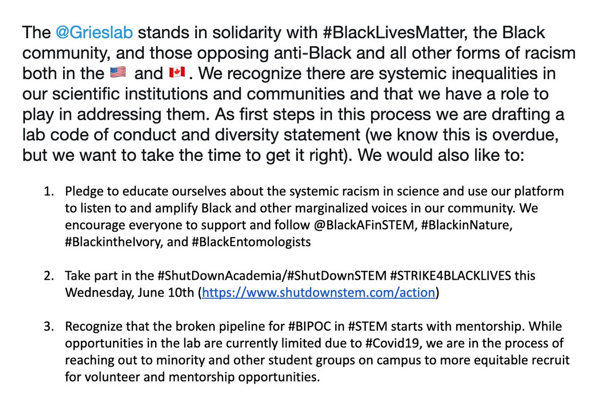 GriesLab's tweet image. The @Grieslab stands in solidarity with BLM, the Black community, and those opposing anti-Black and all other forms of racism both in the 🇺🇸 and 🇨🇦. 1/7