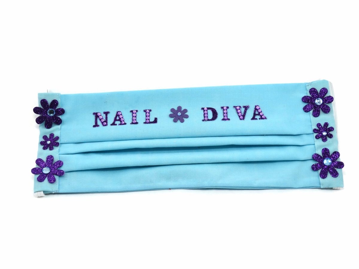 Rhinestonediva's tweet image. HANDMADE in the U.S.A. by Mom - Rhinestone Bling Face Mask - NAIL DIVA - Washable Cloth &amp;amp; Reusable - Others Available! Limited Time #handmademom #momhandmade #reusablecloth etsy.com/listing/812440…
