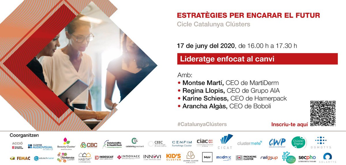 #ActivitatsCEEC | Quins avantatges ha suposat formar part d'un clúster a <a href="/boboli_fashion/">Boboli</a>, <a href="/MartiDerm/">MartiDerm</a>, <a href="/HamerPackaging/">Hamer Packaging Technology</a> i <a href="/GrupoAIA/">Grupo AIA</a>?

T'ho expliquen les seves CEO al #webinar 'Lideratge enfocat al canvi'!

🗓️ 17 de juny
⏰ 16 h
📍Online 
✍️bit.ly/2YnoUh7