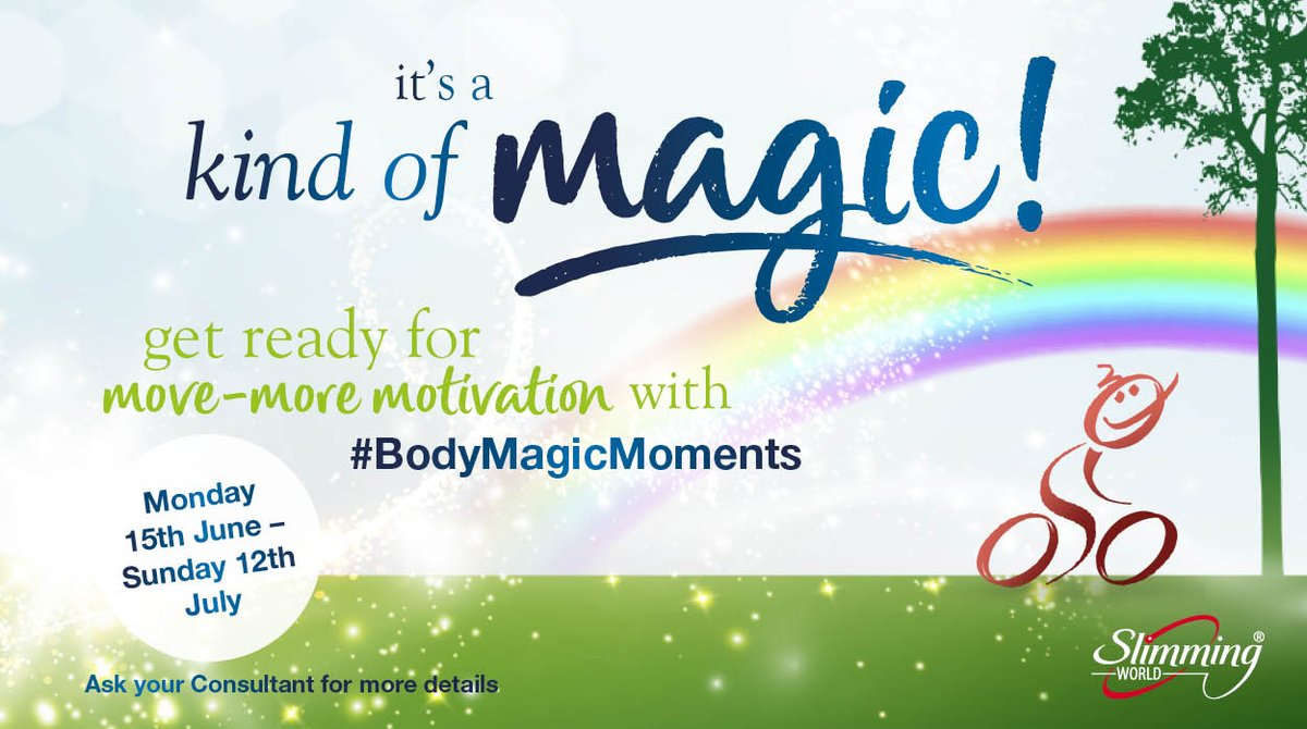 SlimmingWorld's tweet image. Ready, steady… 🏁! Moving more can boost your physical and mental wellbeing, which is why we’re excited for our all-new #BodyMagicMoments campaign, which will see #SlimmingWorld members getting activity-happy! Come back here on Monday morning to find out more.