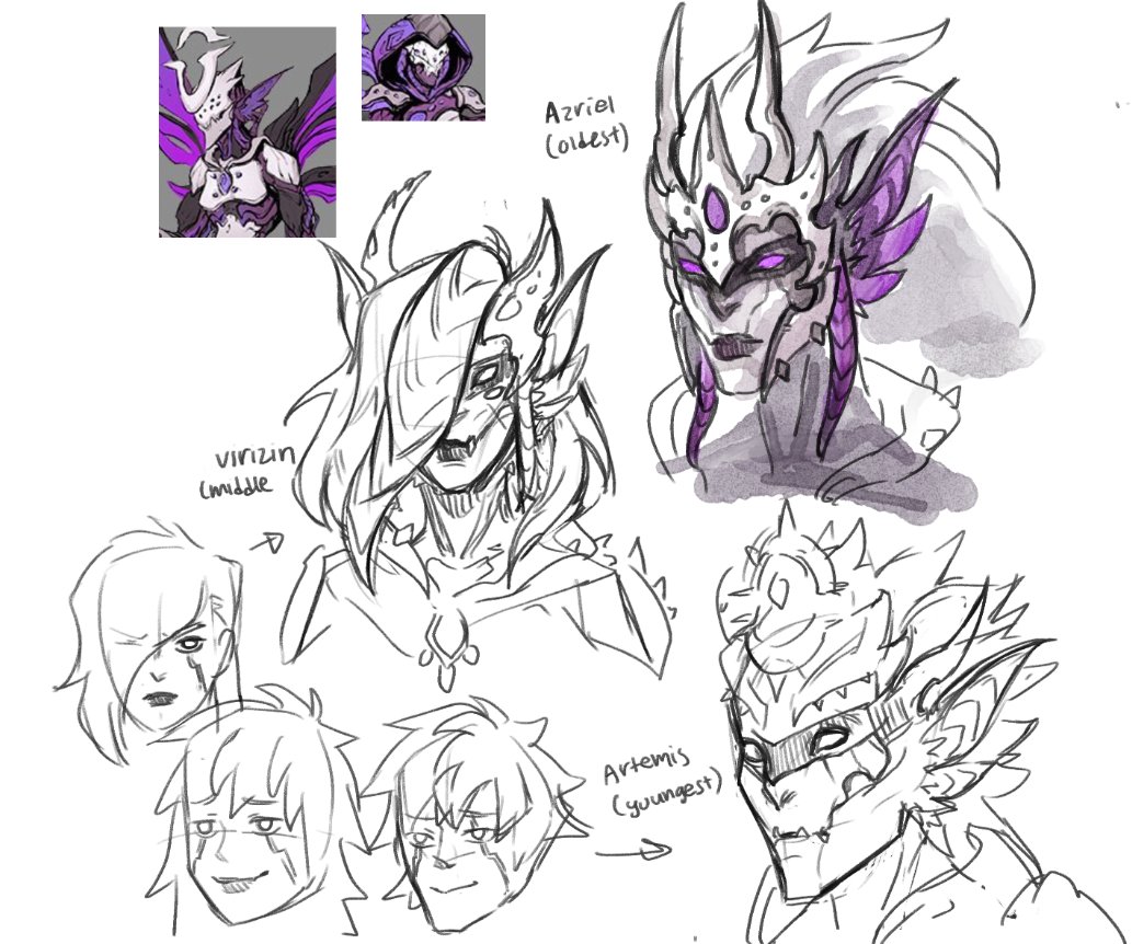 Az + siblings??? doodle?? i keep going back to the early guardians concept art as reference for the eridians because Purple Pretty,,, 