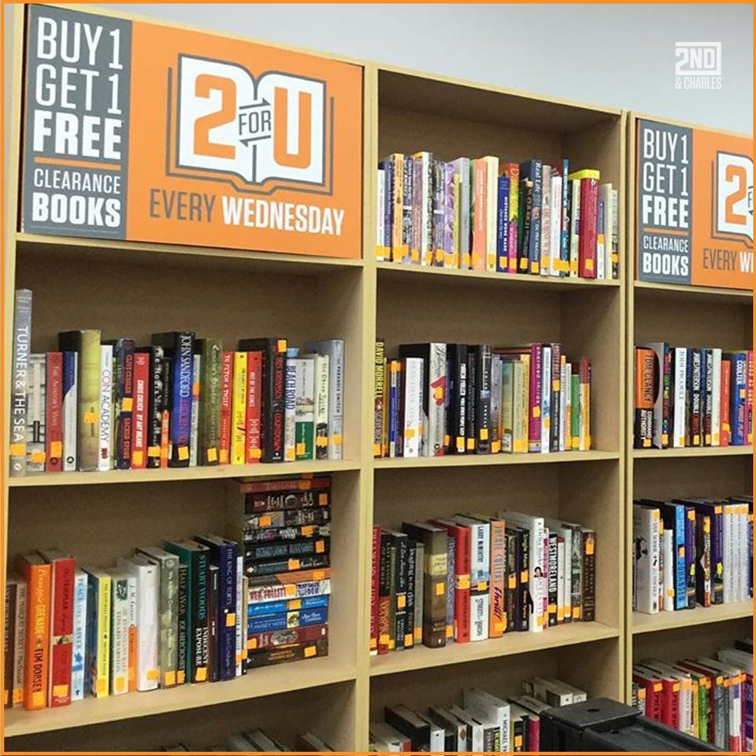 2ndandcharles's tweet image. Every Wednesday you save even more at #2ndandCharles with our #2ForU deal. All clearance books are BUY 1, GET 1 FREE!
