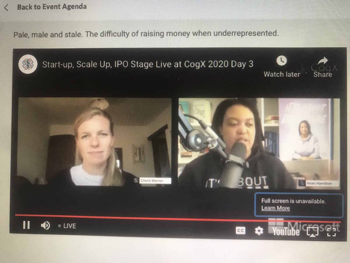 shopestapp's tweet photo. “All we are looking for is what is inherently ours, but blocked for so long” says Arlan Hamilton with @checkwarner @CogX2020 discussing dealing with the ‘Male,pale &amp; stale’ reality of @VCfunding @Backstage @ArlanWasHere @adaventures        ✊🏼✊🏽✊🏾✊🏿#FemaleFounders #entrepreneurs https://t.co/dtdgq37swI