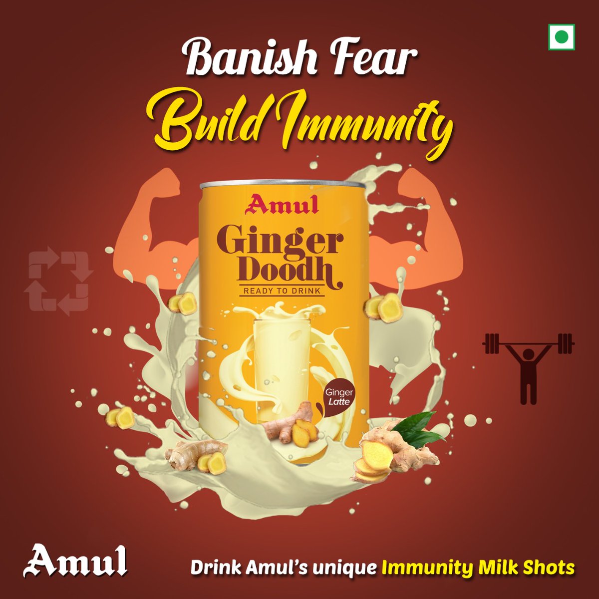 Amul_Coop's tweet photo. #Amul is pleased to announce the launch of Tulsi Doodh and Ginger Doodh. 125 ml shot, MRP Rs 25 only https://t.co/6DwKLatspU