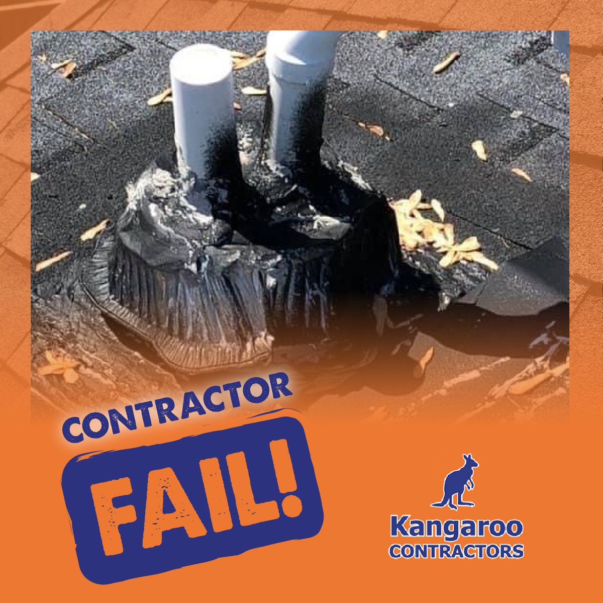 KContractors's tweet photo. Contractor Fail: After we roast the turkey we like to use the left over pan to seal up your roof! Just kidding! For a correct and permanent repair give us a call! 469-414-1004

#ContractorFail #CorrectRepair #PermanentRepair #KangarooContractors #Contractors https://t.co/M7chTwIF2w