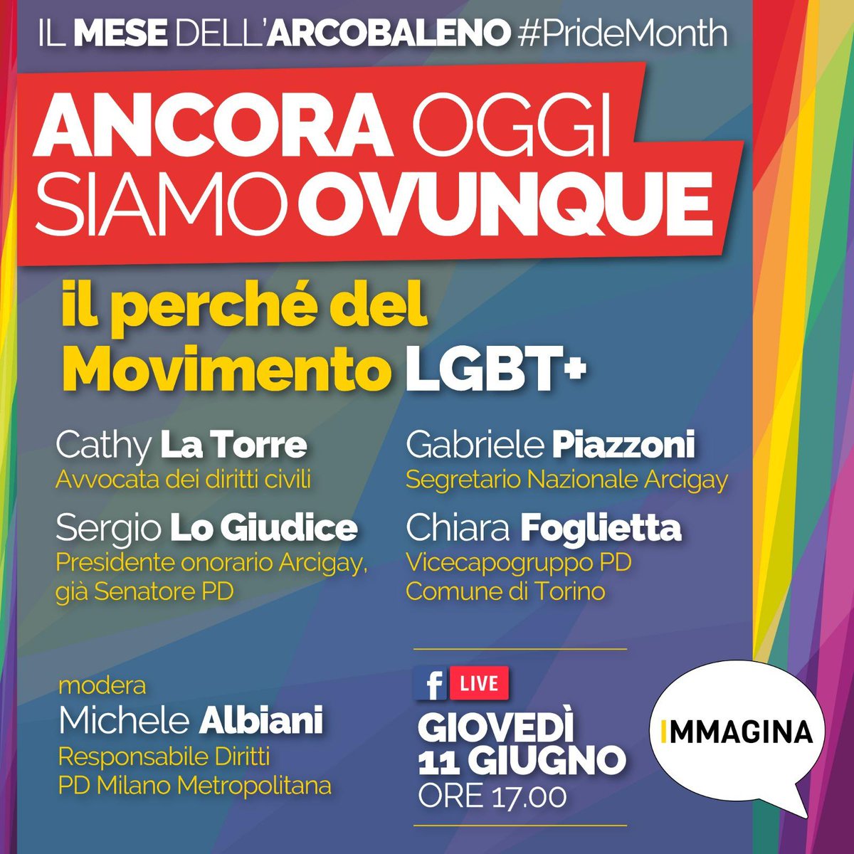 Il mese dell' #arcobaleno con <a href="/SergioLoGiudice/">Sergio Lo Giudice</a> e <a href="/fogliettachiara/">Chiara Foglietta</a> di #ReteDem assieme a Piazzoni <a href="/Arcigay/">Arcigay</a> e Chaty La Torre. Non mancate! <a href="/immaginaweb/">Radio Immagina</a> <a href="/pdnetwork/">Partito Democratico 🇮🇹 🇪🇺</a>