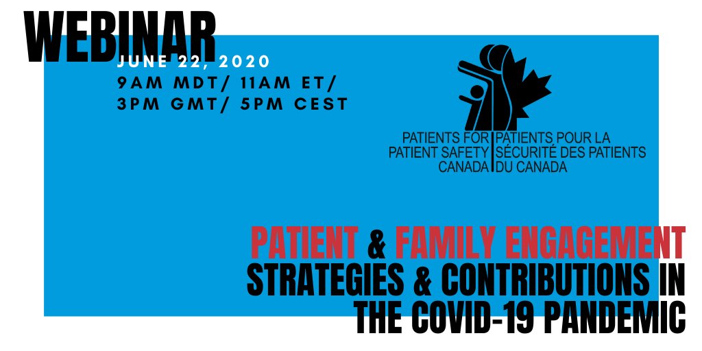 WEBINAR - Think Global, Act Local: Join us on June 22 for this patient-led webinar to hear about innovative responses, by the <a href="/WHO/">World Health Organization (WHO)</a> Patients for Patient Safety community, to the new threats to safety posed by the #COVID19 pandemic.

Register: ow.ly/cUZ850A1P64 #patientsafety