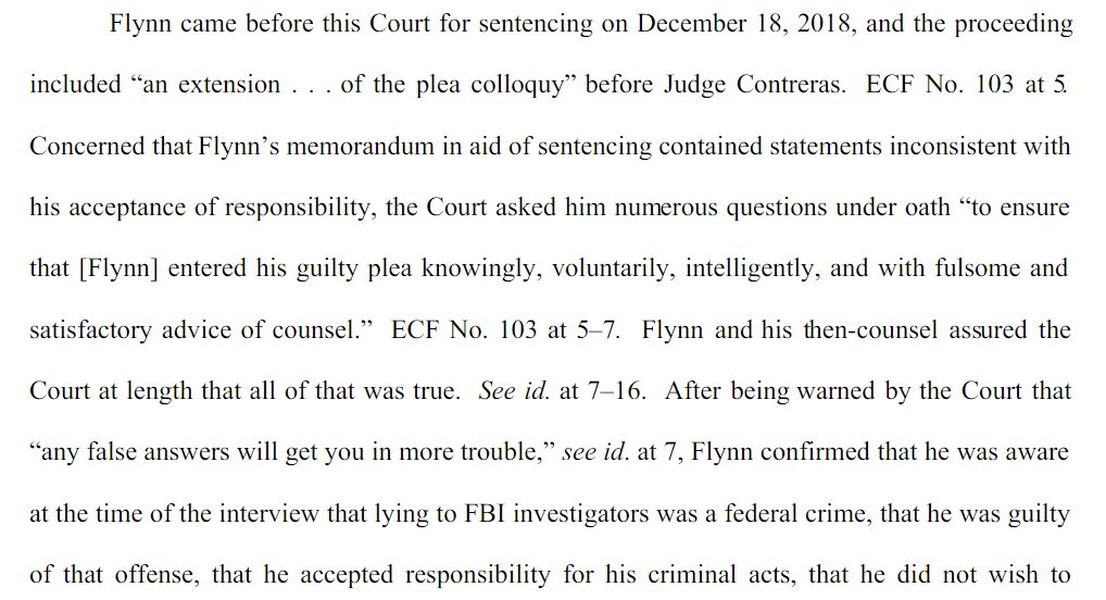 Gleeson points to the record that shows that if Flynn was lying because he was pressured by his defense attorneys, his defense attorneys denied that in the 12/18/18 sentencing hearing too!Must prove his Covington lawyers were lying too! Oh goody!