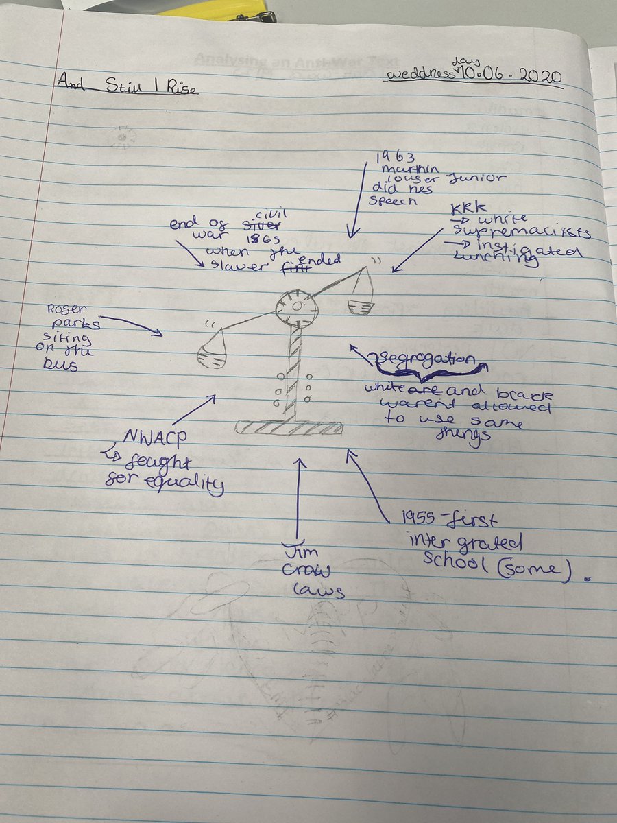 HAWimbledon's tweet image. The students are enjoying their Protest Literature unit. This week we’ve been focusing on Maya Angelou’s ‘Still I Rise’. Some incredible conversations have been had and the Year 7s are really inspired by her words #HAWIenglish #thinkharris @HarrisFed @HFEDEnglish