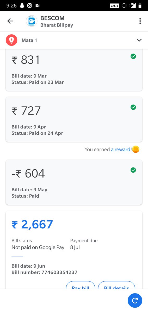 snehasilly's tweet photo. @NammaBESCOM @CMofKarnataka @publictvnews @suvarnanewstv @BBMPCOMM The current bill has been very high almost triple the amount since last time. Please look into it. https://t.co/QJXCPX9yGw