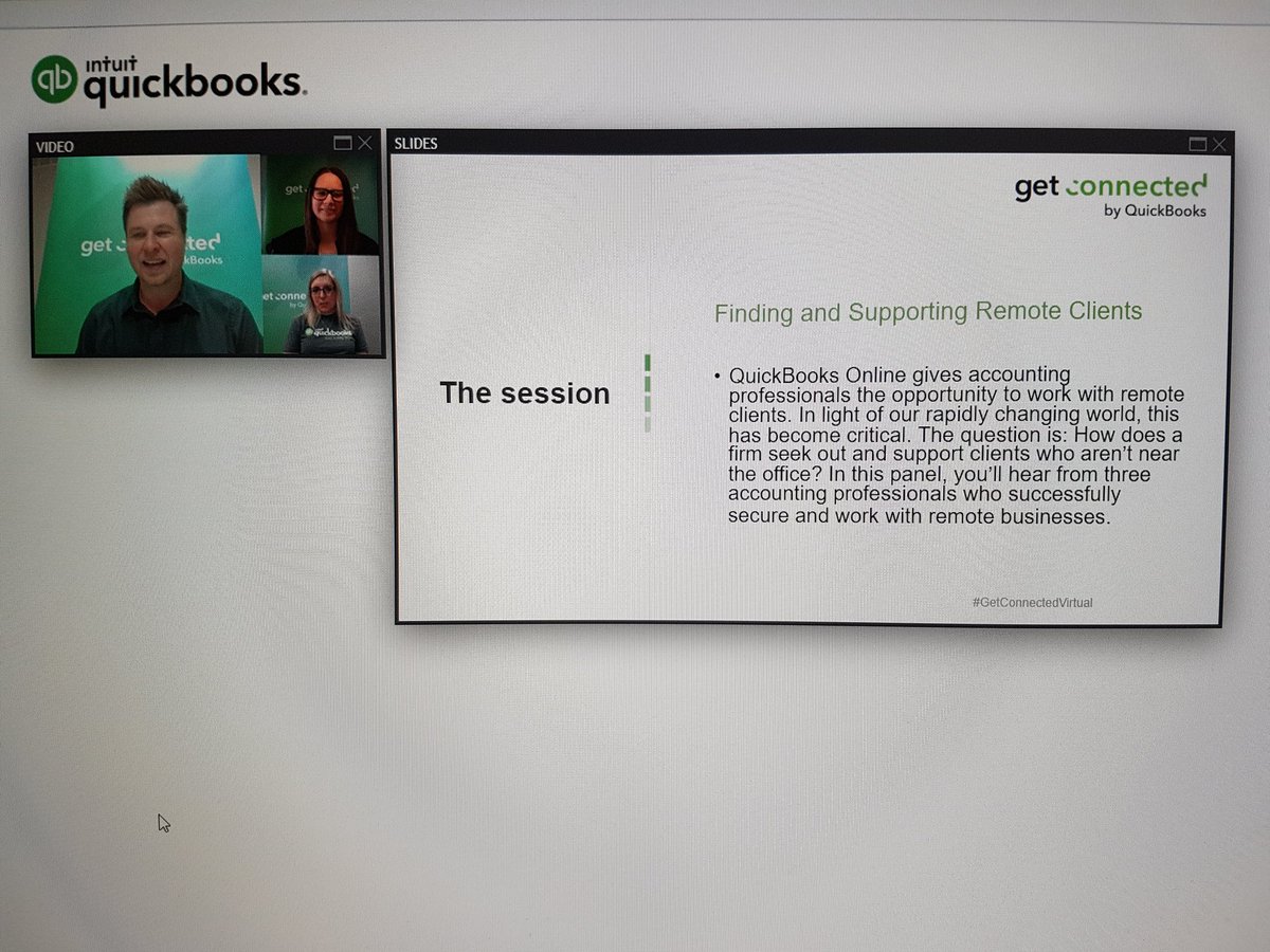 sovereign_cloud's tweet photo. Catching up on demand for the @QuickBooksCA #getconnectedvirtual session "Finding and Supporting Remote Clients". A panel discussion with Kristin Thompson, @MarnieStretch, @HelinaPatience and moderated by @JasonHastie of @tenja_go. https://t.co/oCXwJFye3q