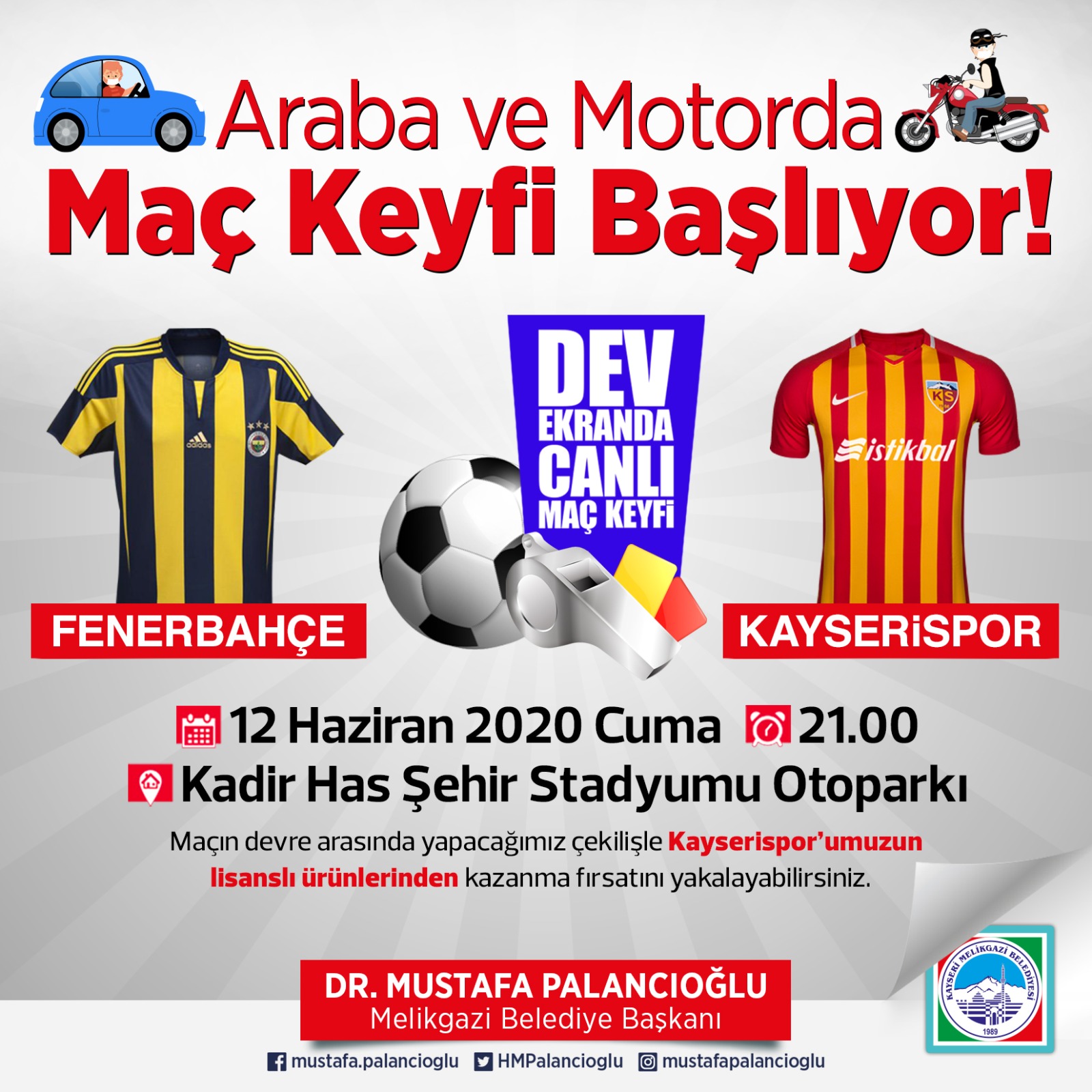 Fenerbahçe - Kayserispor maçı arabalarda dev ekrandan izlenecek