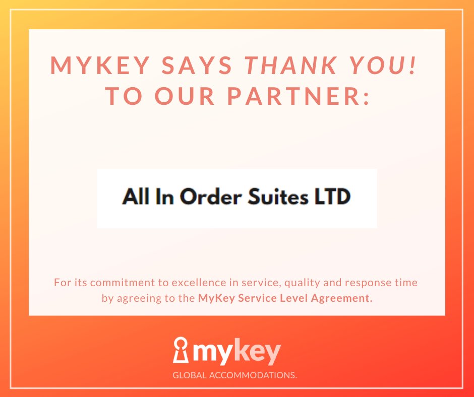 MyKeyGlobal's tweet photo. Thank you to All in Order Suites for signing our Service Level Agreement!
Visit https://t.co/J0niOU94eq for more information about us!
#Service #Insurance #InsuranceHousing #InsuranceMarketing #Quality #corporatehousing #servicedapartments #furnishedhousing https://t.co/LvvIIBoncb