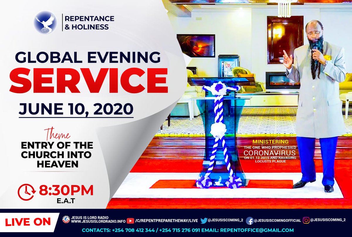 angelaruto2017's tweet photo. GlobalmidweekService

Nobody can afford to miss today's most Powerful Global Service. Welcome all https://t.co/0QMLqSYudD
