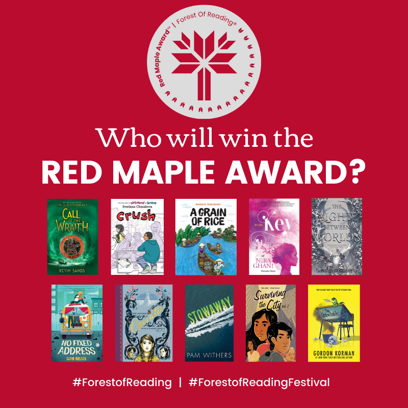 Six day, we repeat SIX DAYS, until the #ForestofReadingFestival! Today let's take a look at the amazing Red Maple nominees. Curious, who do you think is going to win?

Thank you to <a href="/cbcbooks/">CBC Books</a> who will broadcast the entire award ceremony online on June 16. cbc.ca/books/here-are…