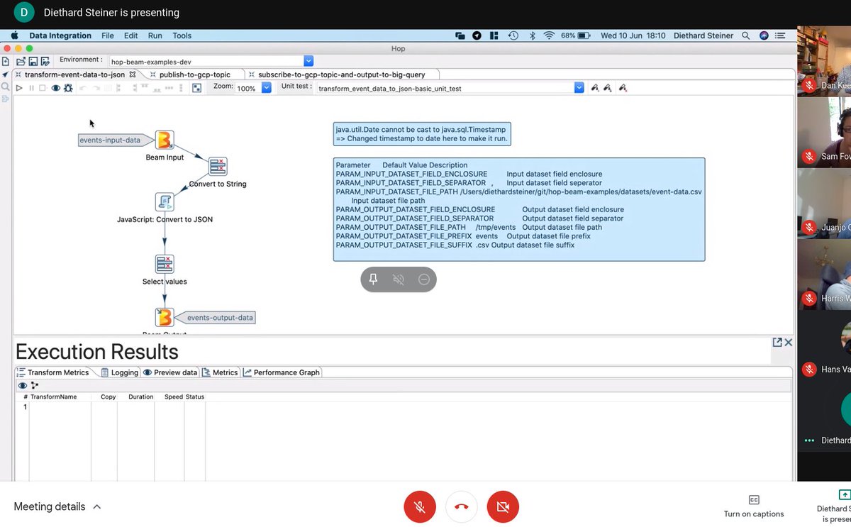 bartmaer's tweet photo. @diethardsteiner explains how to run @projhop pipelines on @gcp #dataflow, @ApacheSpark and @ApacheFlink through the @ApacheBeam magic! #vplug20 https://t.co/69vY9YiMnC