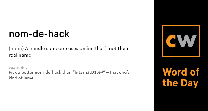 thecyberwire's tweet photo. “Pick a better nom-de-hack than ‘Int3rn3tD1v@’--that one’s kind of lame.” #CWLearn https://t.co/VfFhYQPqw4
